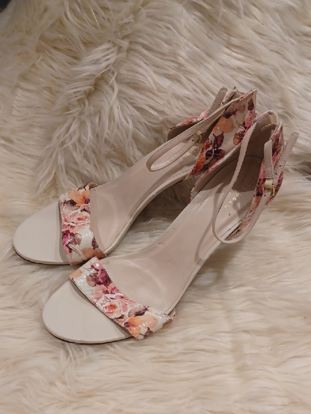 Cole Haan Floral Ankle-Strap Heels - Pink Cream